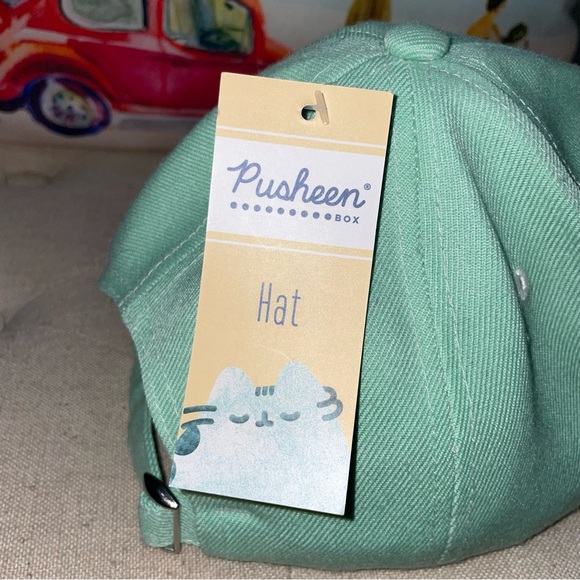 Pusheen NWT!  Hat Light Green Breath Pusheen Cat Graphic Adjustable Back - Picture 6 of 11
